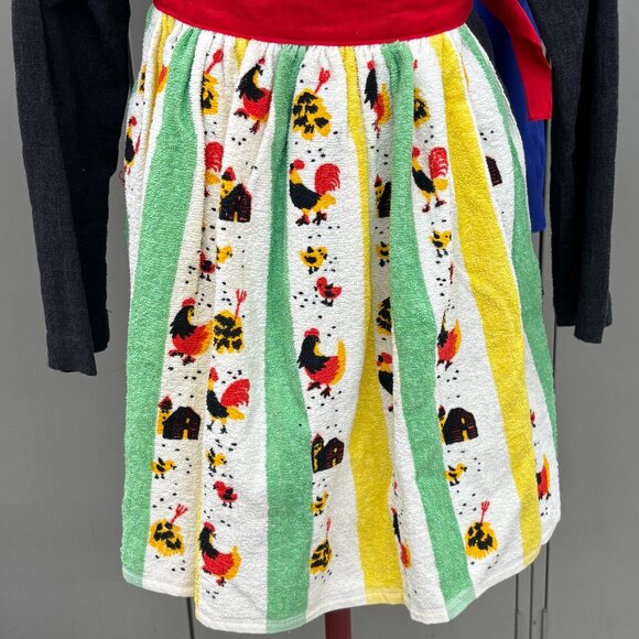 Vintage 1970s Rooster Terrycloth 1/2 Apron Made in Canada One Size Fits Most - Picture 1 of 8